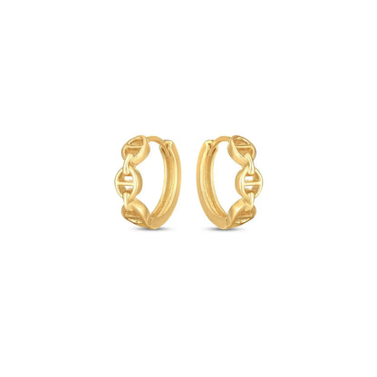 14k Yellow Gold Oval Mariner Huggies 