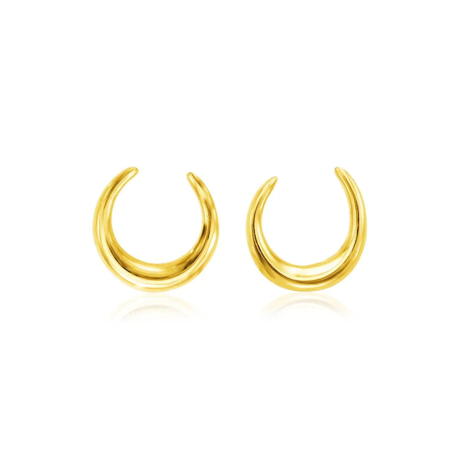 14k Yellow Gold Polished Moon Earrings 