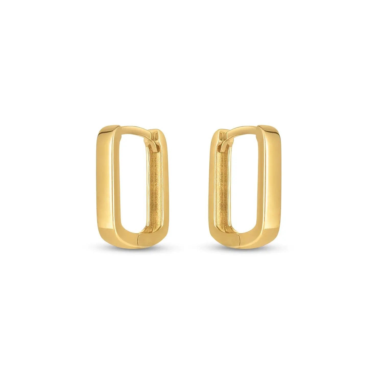 14k Yellow Gold Small Square Huggie Hoops 