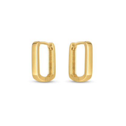 14k Yellow Gold Small Square Huggie Hoops 