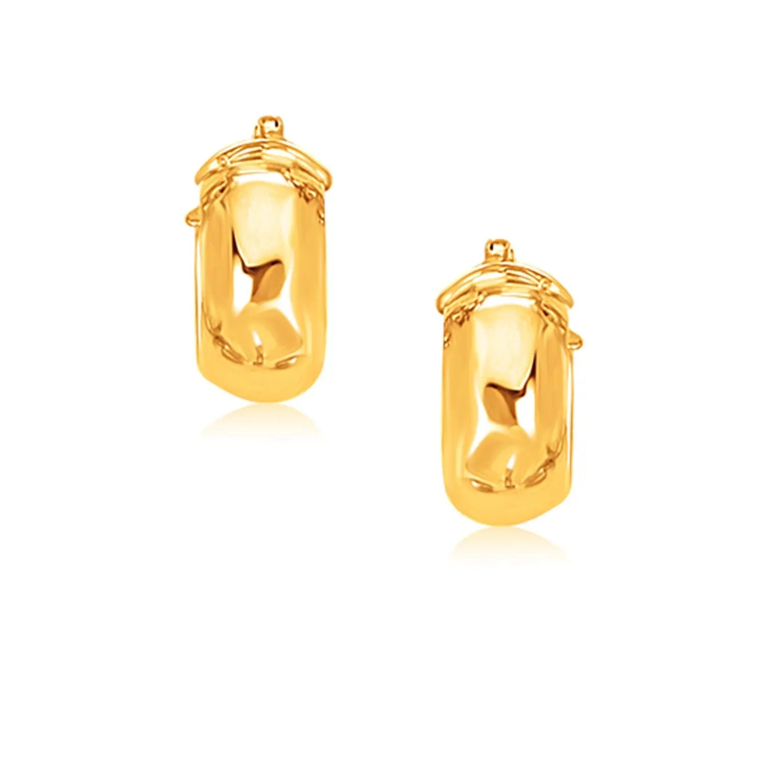 14k Yellow Gold Wide Small Hoop Earrings with Snap Lock 