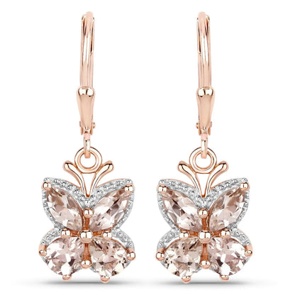 18K Rose Gold Plated 1.88 Carat Genuine Morganite .925 Sterling Silver Earrings - GOLDISSEYA