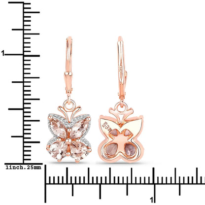 18K Rose Gold Plated 1.88 Carat Genuine Morganite .925 Sterling Silver Earrings - GOLDISSEYA