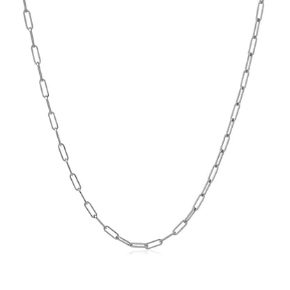 18K White Gold Fine Paperclip Chain (1.5mm) 