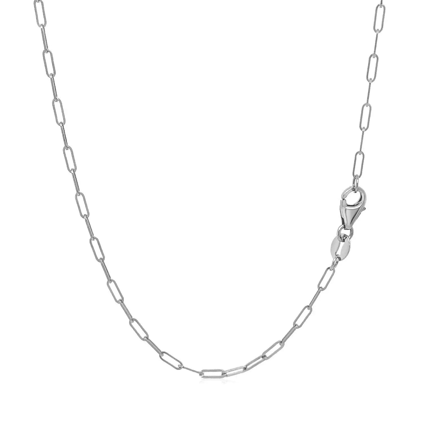 18K White Gold Fine Paperclip Chain (1.5mm) 