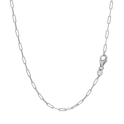 18K White Gold Fine Paperclip Chain (1.5mm) 