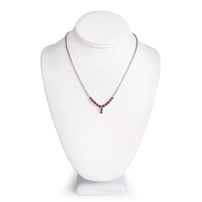 2.41 Carat Genuine Ruby and White Diamond .925 Sterling Silver Necklace - GOLDISSEYA