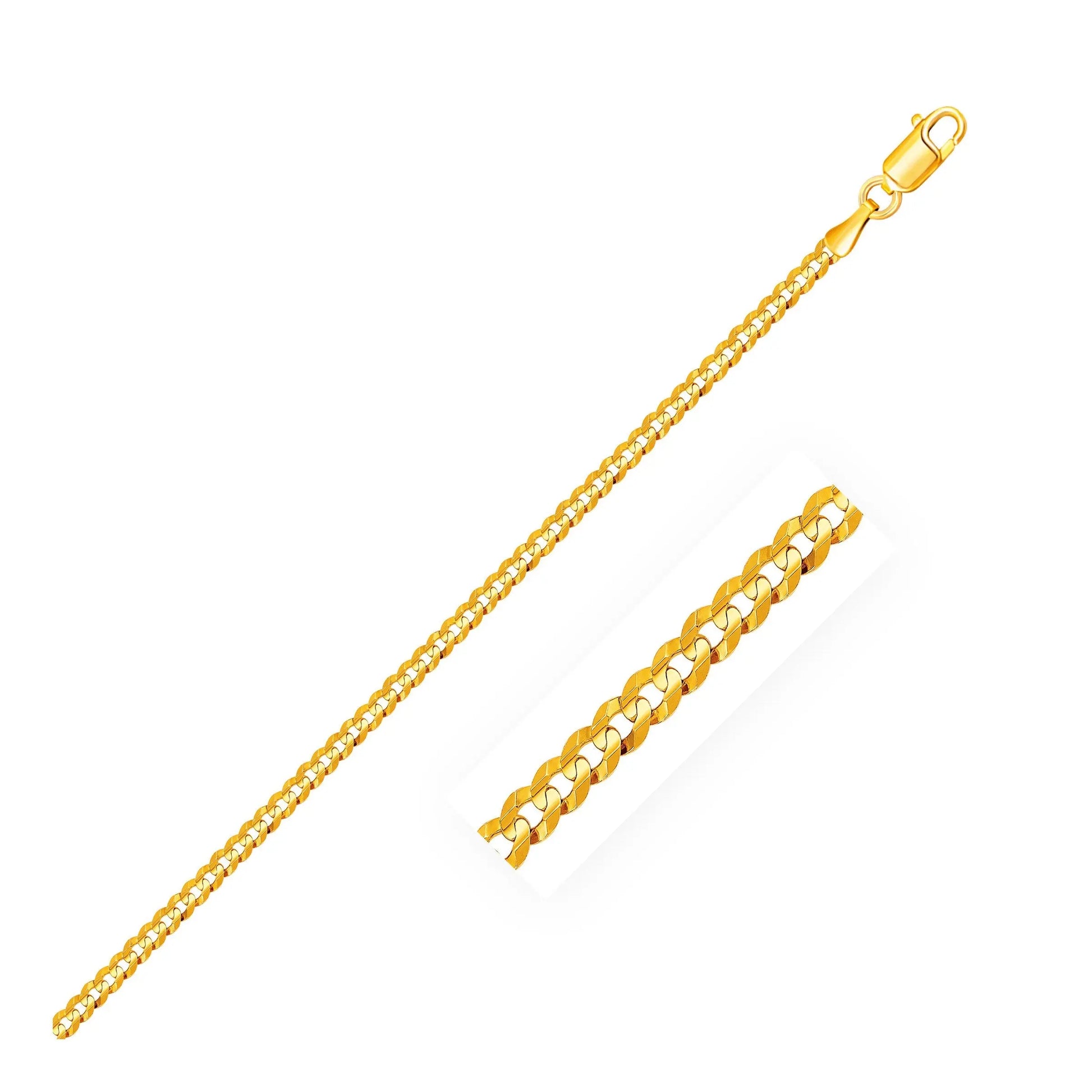 2.4mm 10k Yellow Gold Curb Chain 