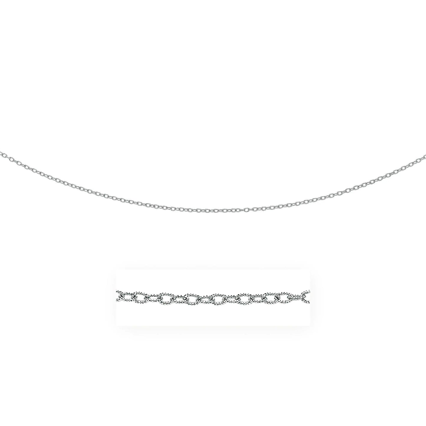 2.5mm 14k White Gold Pendant Chain with Textured Links 