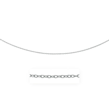 2.5mm 14k White Gold Pendant Chain with Textured Links 