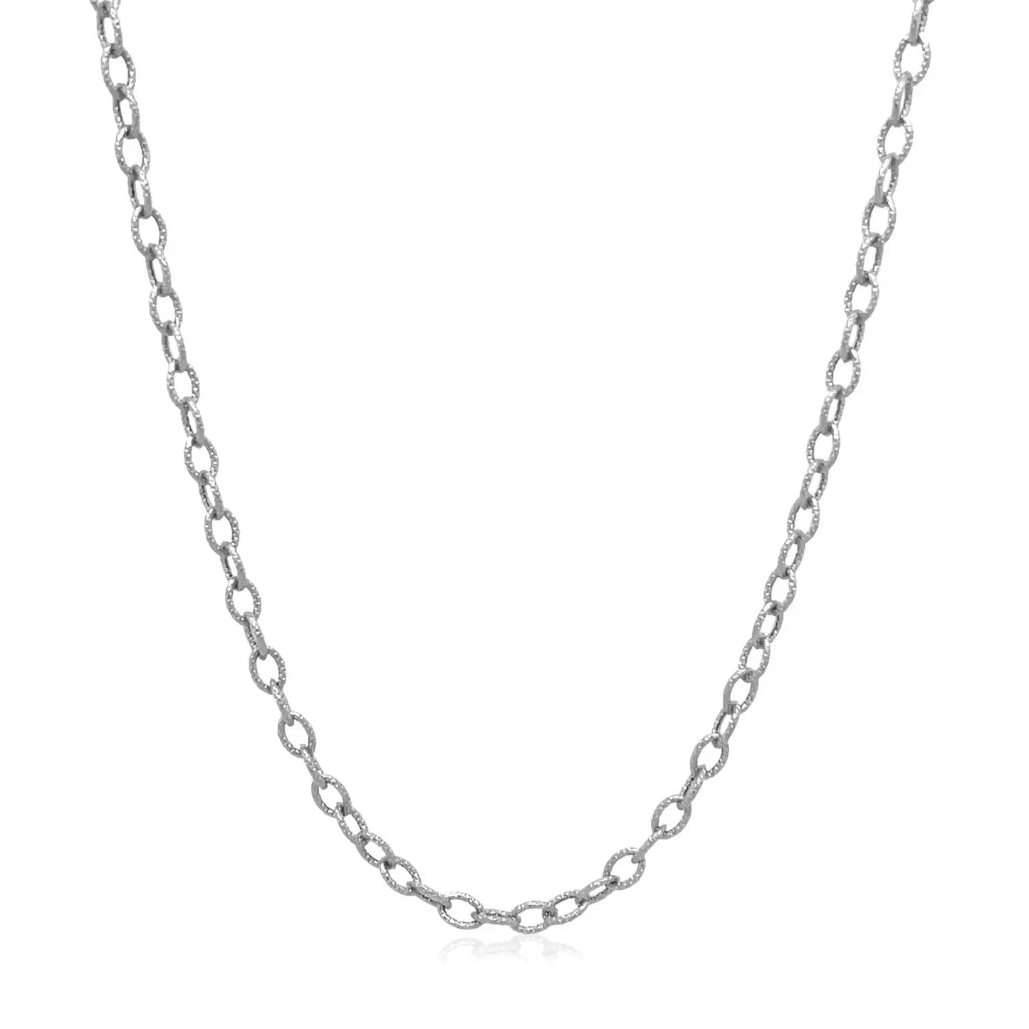 2.5mm 14k White Gold Pendant Chain with Textured Links 