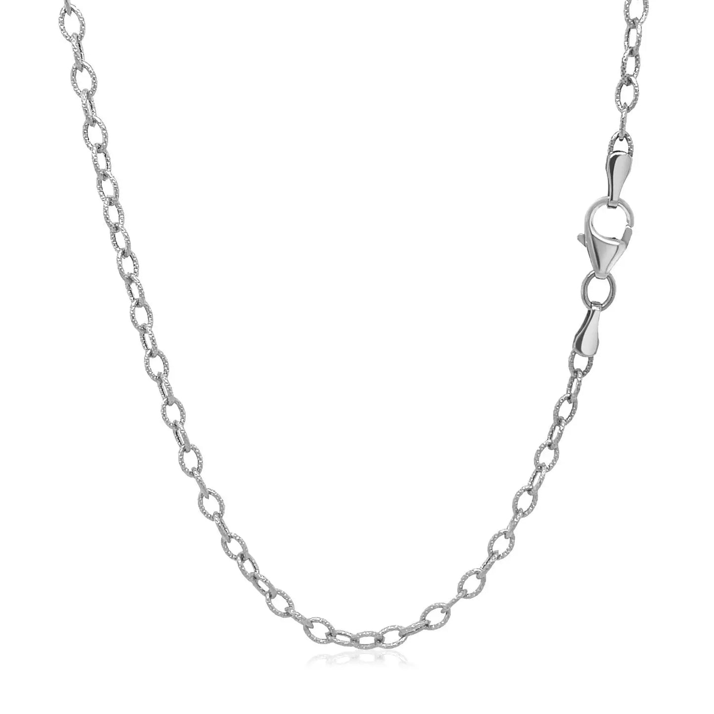 2.5mm 14k White Gold Pendant Chain with Textured Links 