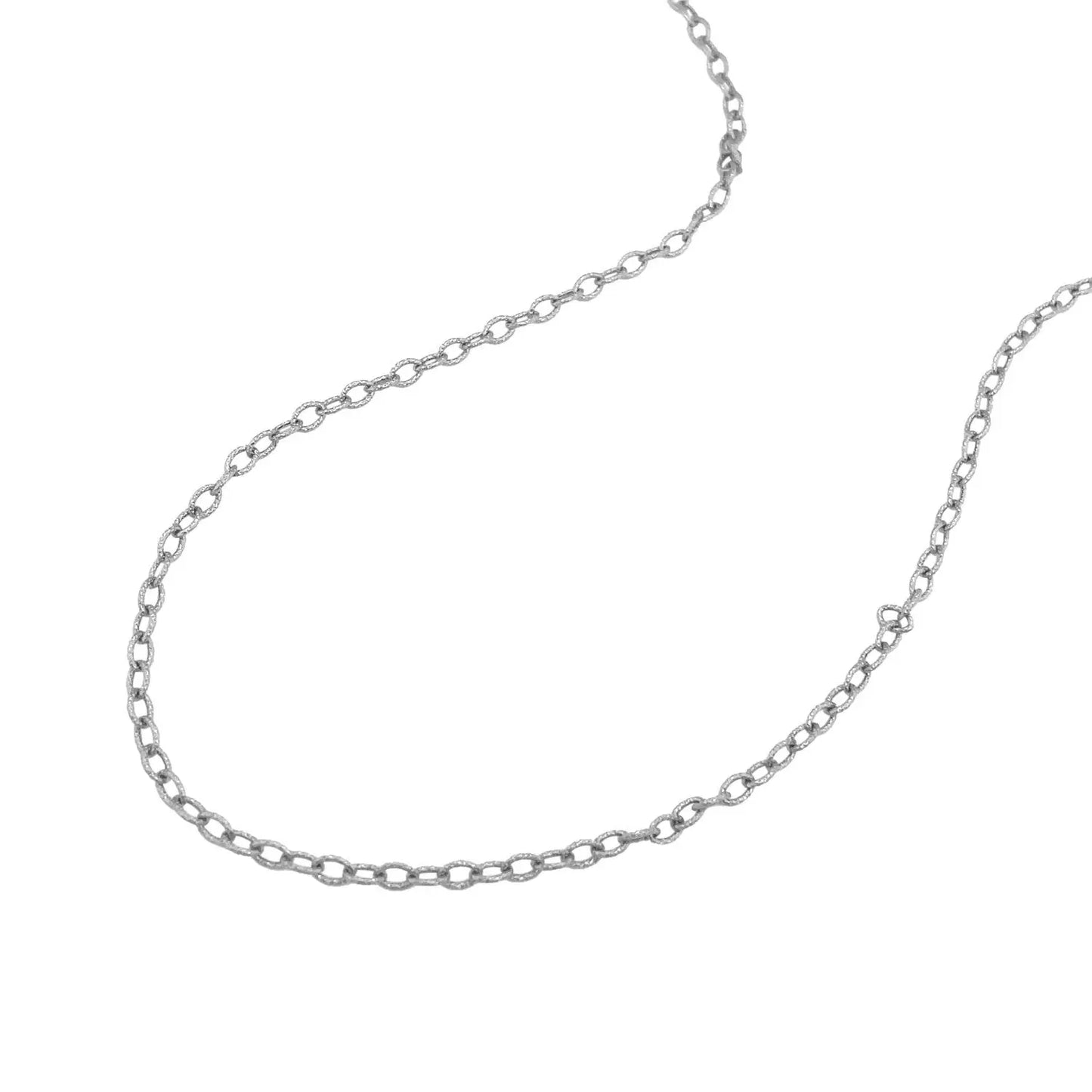 2.5mm 14k White Gold Pendant Chain with Textured Links 