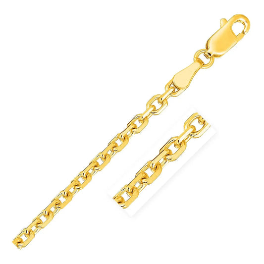 2.6mm 18k Yellow Gold Diamond Cut Cable Link Chain 