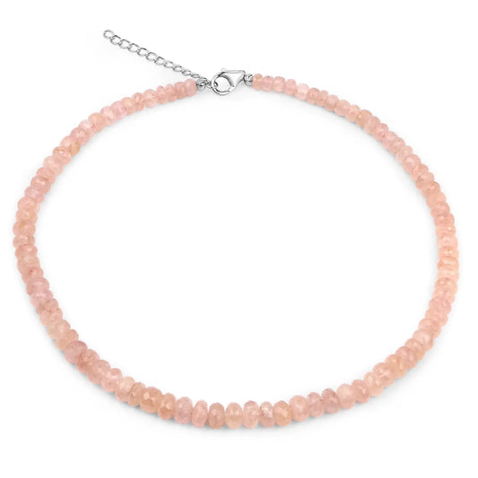 200.00 Carat Genuine Morganite .925 Sterling Silver Beads Necklace - GOLDISSEYA