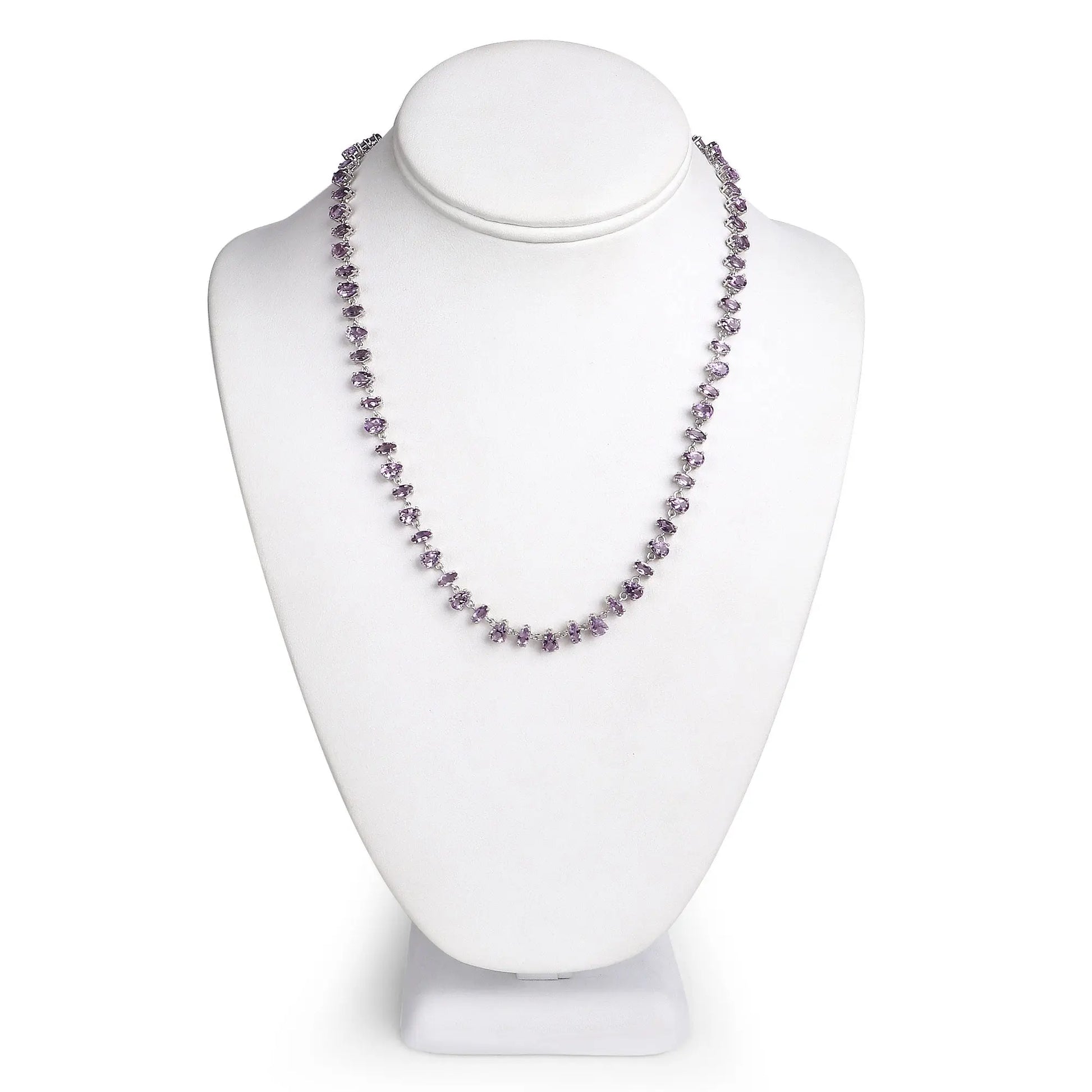 23.63 Carat Genuine Amethyst .925 Sterling Silver Necklace - GOLDISSEYA