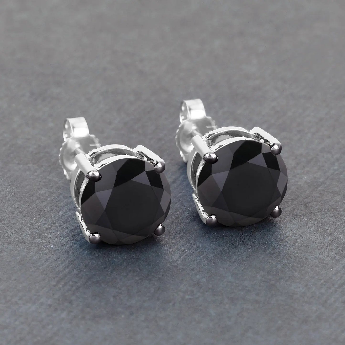 3.24 Carat Genuine Black Diamond 14K White Gold Earrings - GOLDISSEYA
