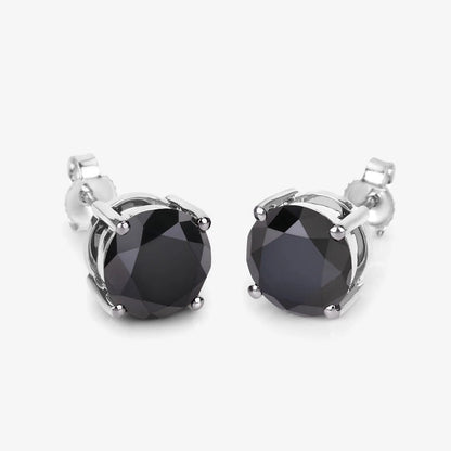 3.24 Carat Genuine Black Diamond 14K White Gold Earrings - GOLDISSEYA