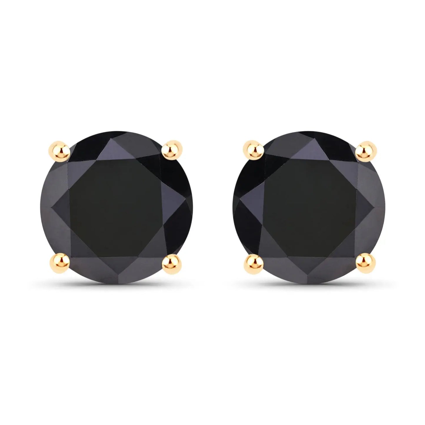 3.24 Carat Genuine Black Diamond 14K Yellow Gold Earrings - GOLDISSEYA