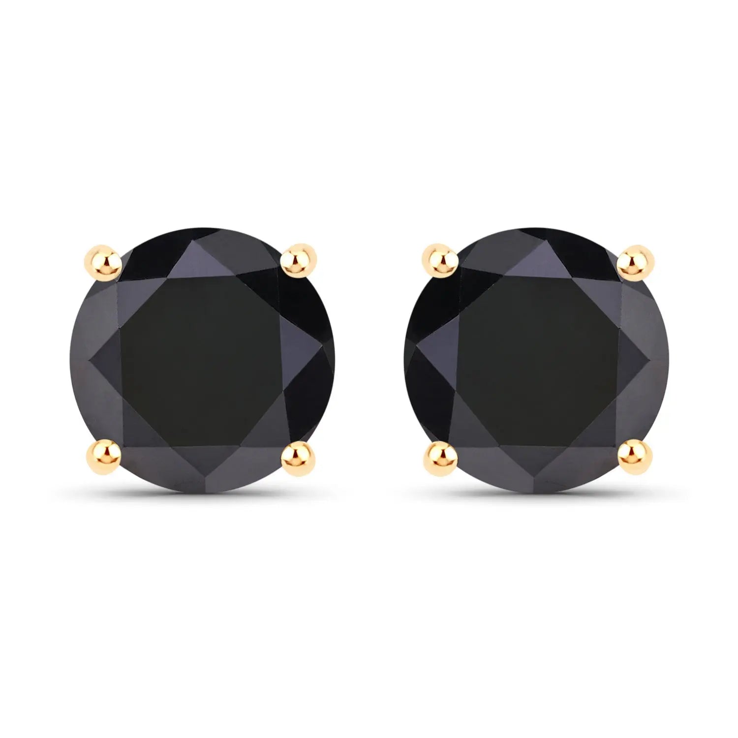 3.24 Carat Genuine Black Diamond 14K Yellow Gold Earrings - GOLDISSEYA