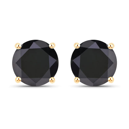 3.24 Carat Genuine Black Diamond 14K Yellow Gold Earrings - GOLDISSEYA