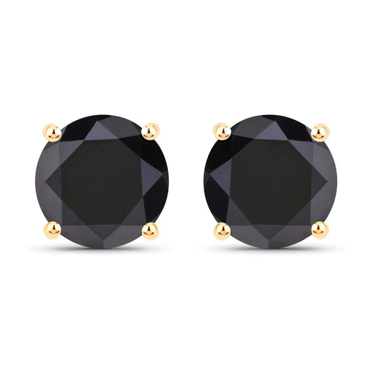 3.24 Carat Genuine Black Diamond 14K Yellow Gold Earrings - GOLDISSEYA