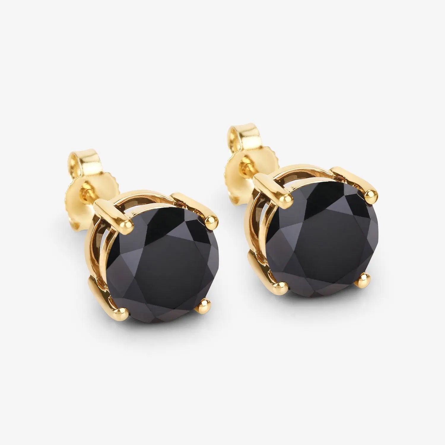 3.24 Carat Genuine Black Diamond 14K Yellow Gold Earrings - GOLDISSEYA