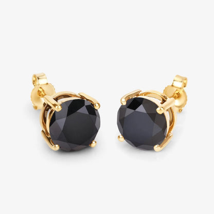 3.24 Carat Genuine Black Diamond 14K Yellow Gold Earrings - GOLDISSEYA