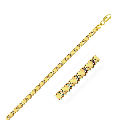 3.3mm 14k Yellow Gold Heart Chain 