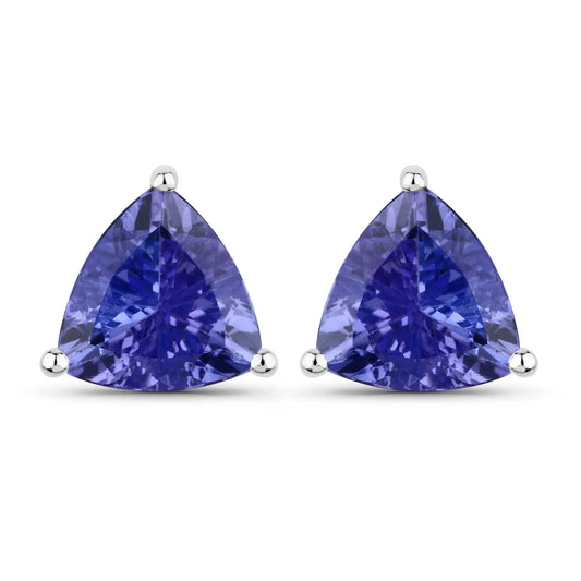 3.48 Carat Genuine Tanzanite 14K White Gold Earrings - GOLDISSEYA