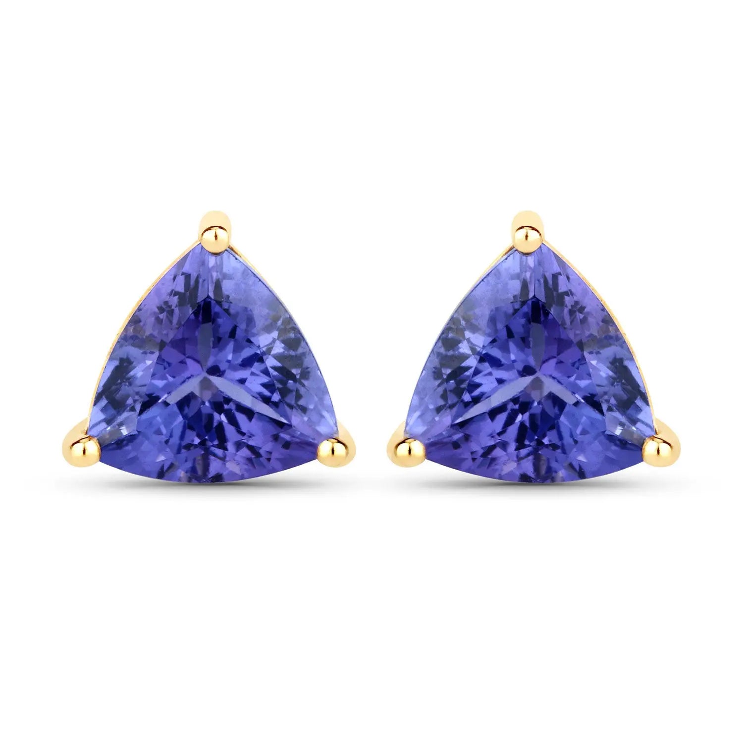 3.48 Carat Genuine Tanzanite 14K Yellow Gold Earrings - GOLDISSEYA