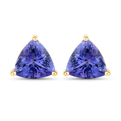 3.48 Carat Genuine Tanzanite 14K Yellow Gold Earrings - GOLDISSEYA