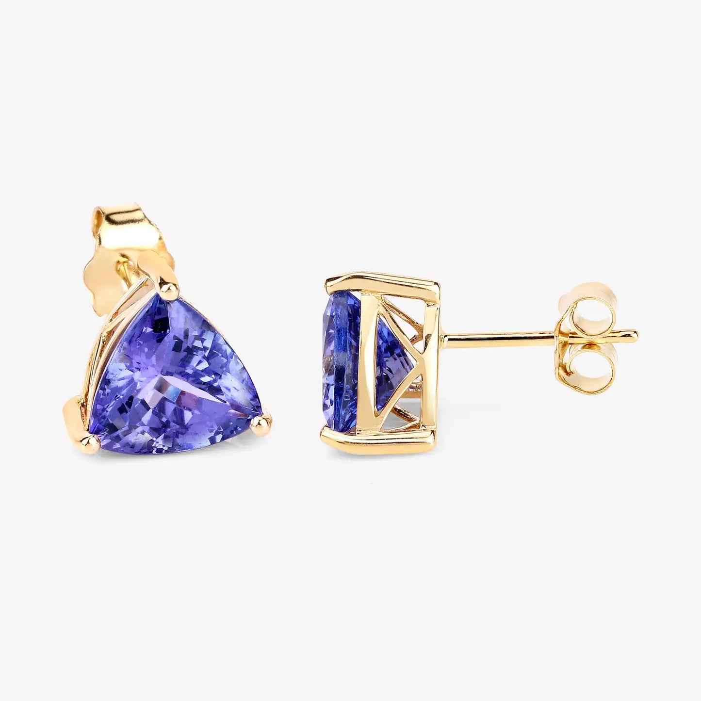 3.48 Carat Genuine Tanzanite 14K Yellow Gold Earrings - GOLDISSEYA