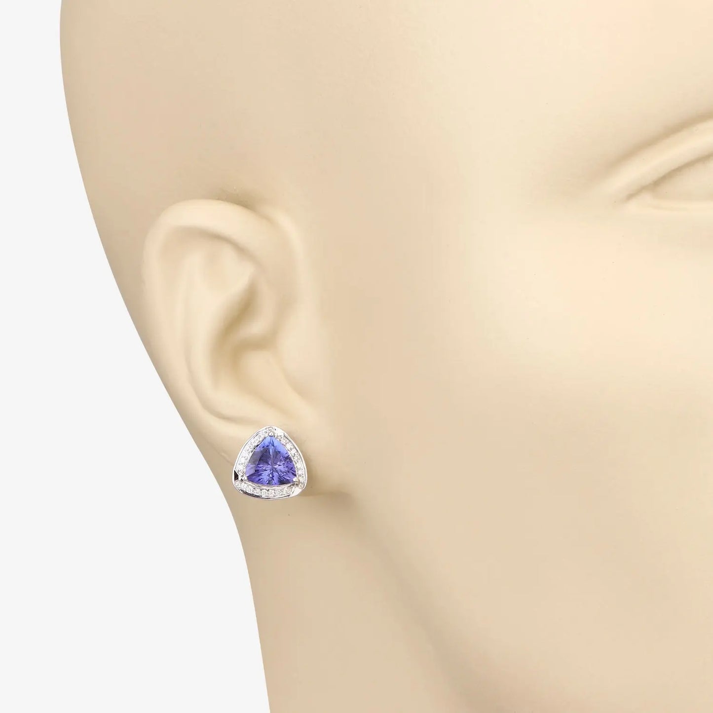 3.70 Carat Genuine Tanzanite and White Diamond 14K White Gold Earrings - GOLDISSEYA