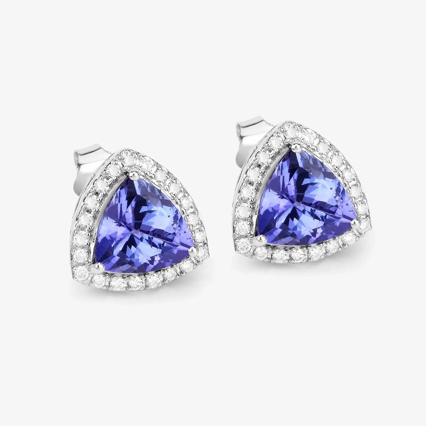 3.82 Carat Genuine Tanzanite and White Diamond 14K White Gold Earrings - GOLDISSEYA