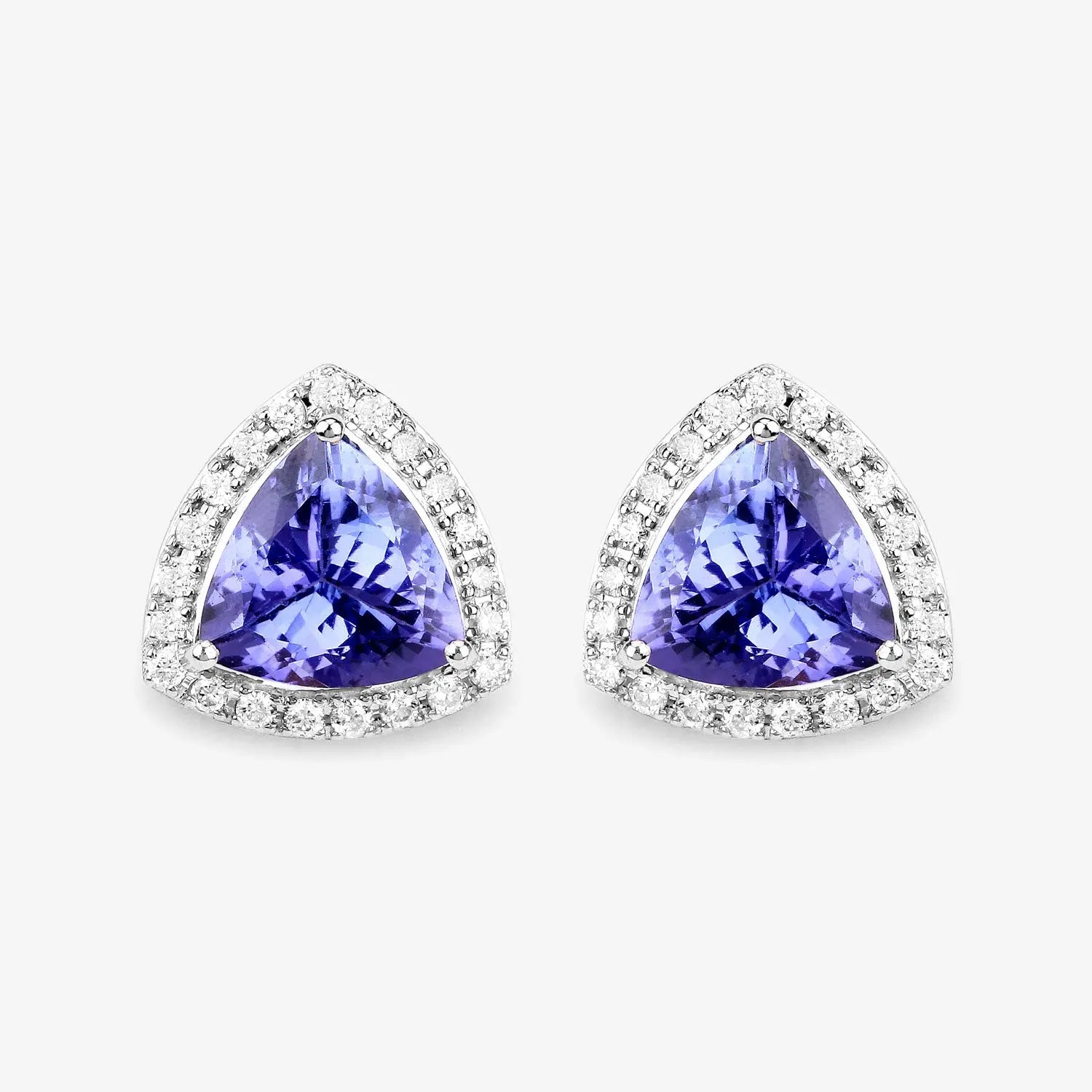 3.82 Carat Genuine Tanzanite and White Diamond 14K White Gold Earrings - GOLDISSEYA