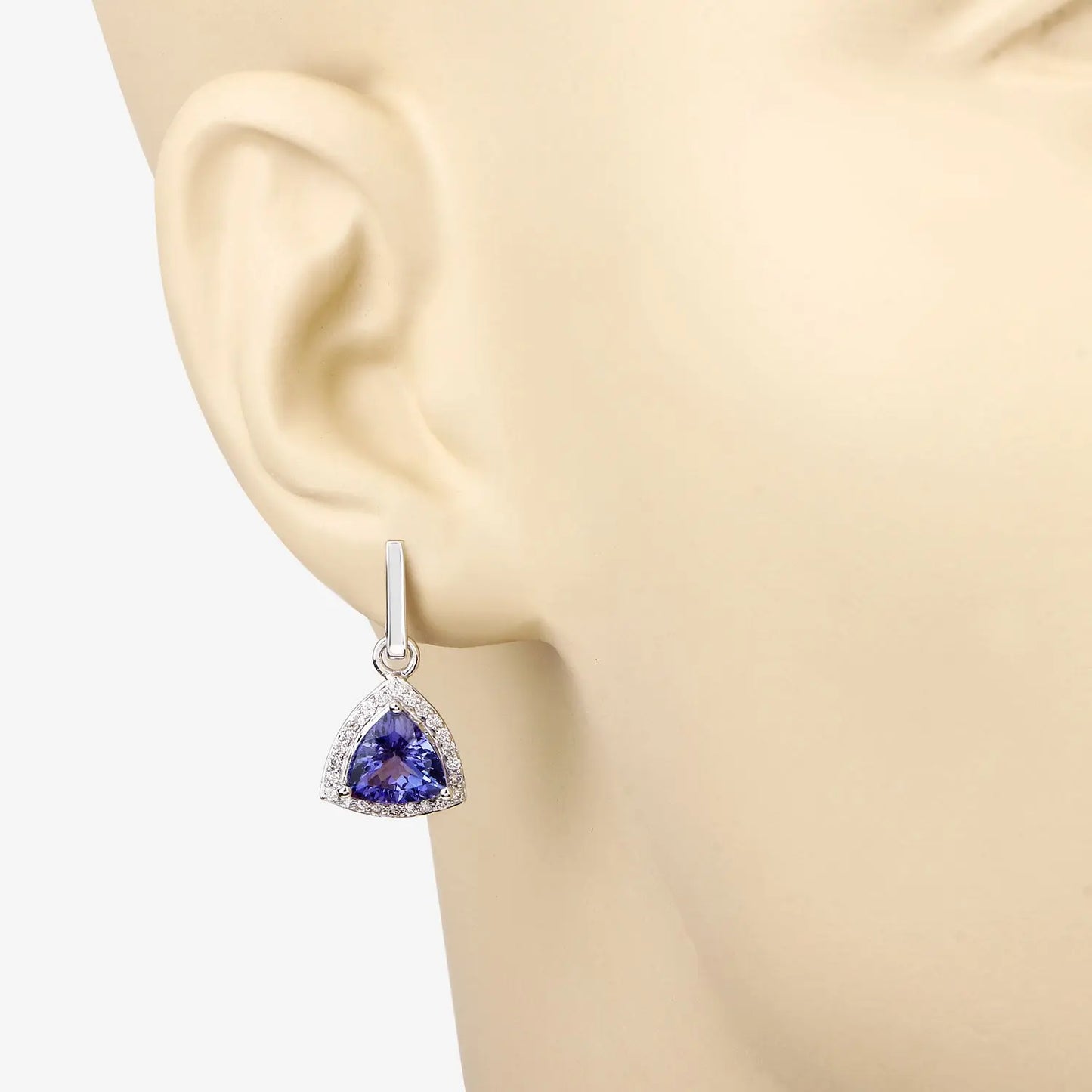 3.86 Carat Genuine Tanzanite and White Diamond 14K White Gold Earrings - GOLDISSEYA