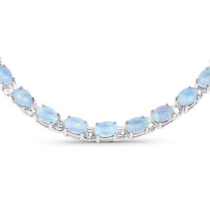 32.83 Carat Genuine Opal .925 Sterling Silver Necklace - GOLDISSEYA