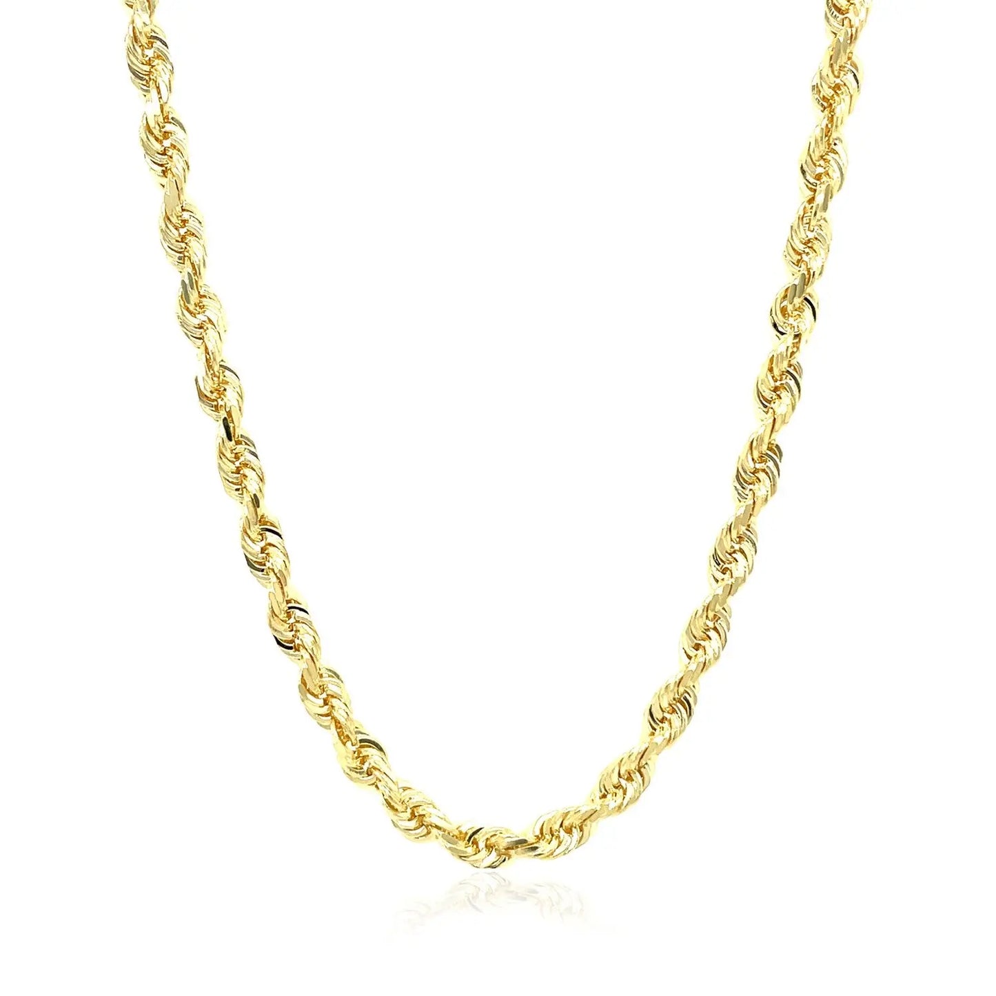 4.0mm 10k Yellow Gold Solid Diamond Cut Rope Chain 