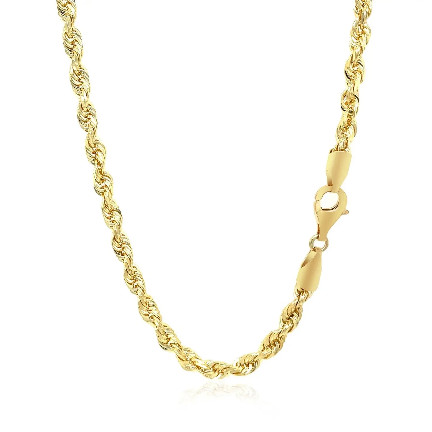 4.0mm 10k Yellow Gold Solid Diamond Cut Rope Chain 