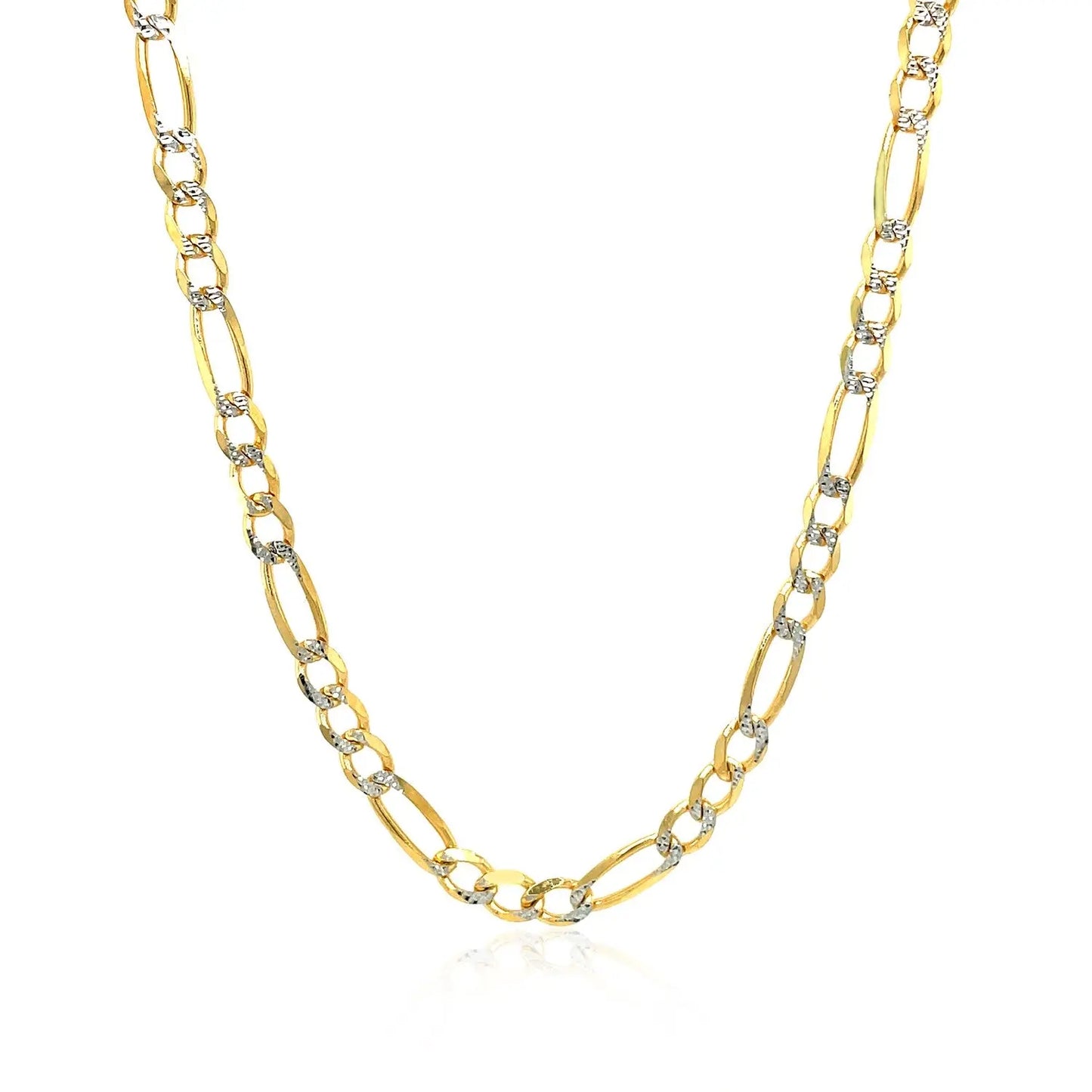 4.0mm 14K Yellow Gold Solid Pave Figaro Chain 