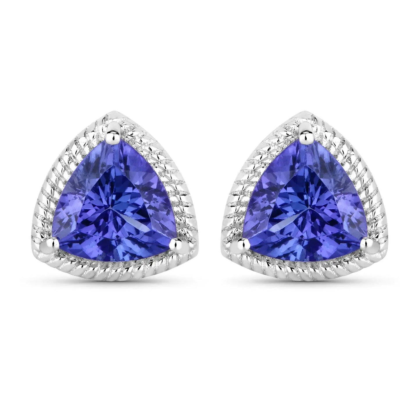 4.24 Carat Genuine Tanzanite 14K White Gold Earrings - GOLDISSEYA