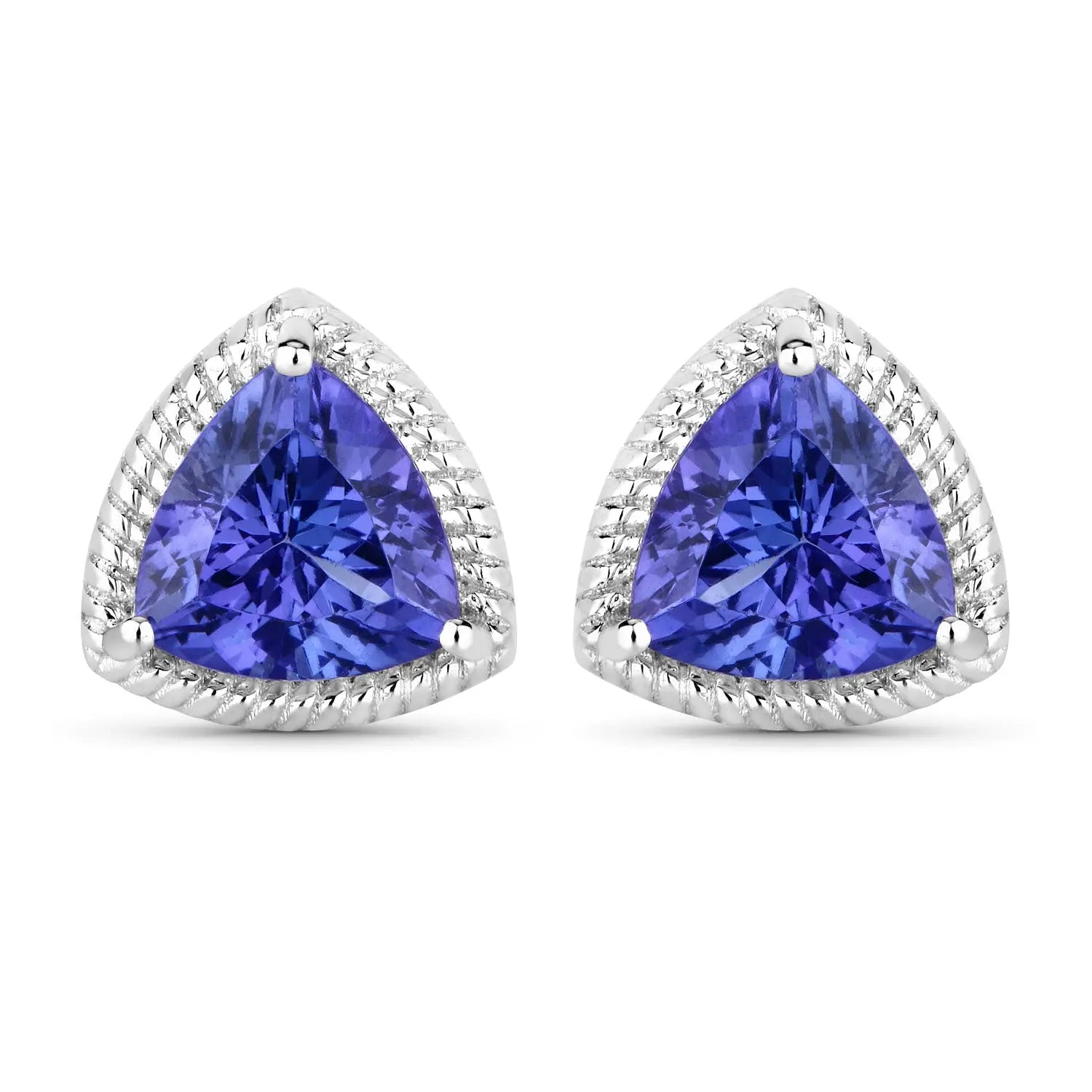 4.24 Carat Genuine Tanzanite 14K White Gold Earrings - GOLDISSEYA