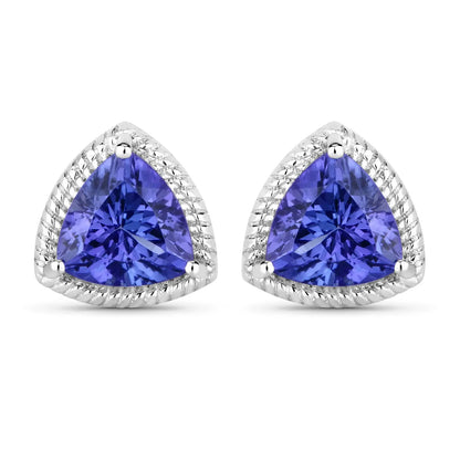 4.24 Carat Genuine Tanzanite 14K White Gold Earrings - GOLDISSEYA