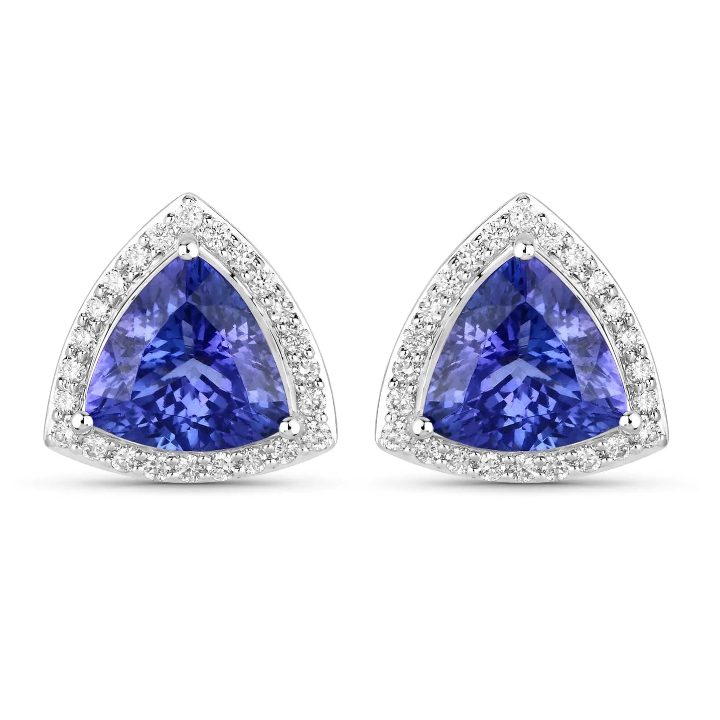 4.62 Carat Genuine Tanzanite and White Diamond 14K White Gold Earrings - GOLDISSEYA