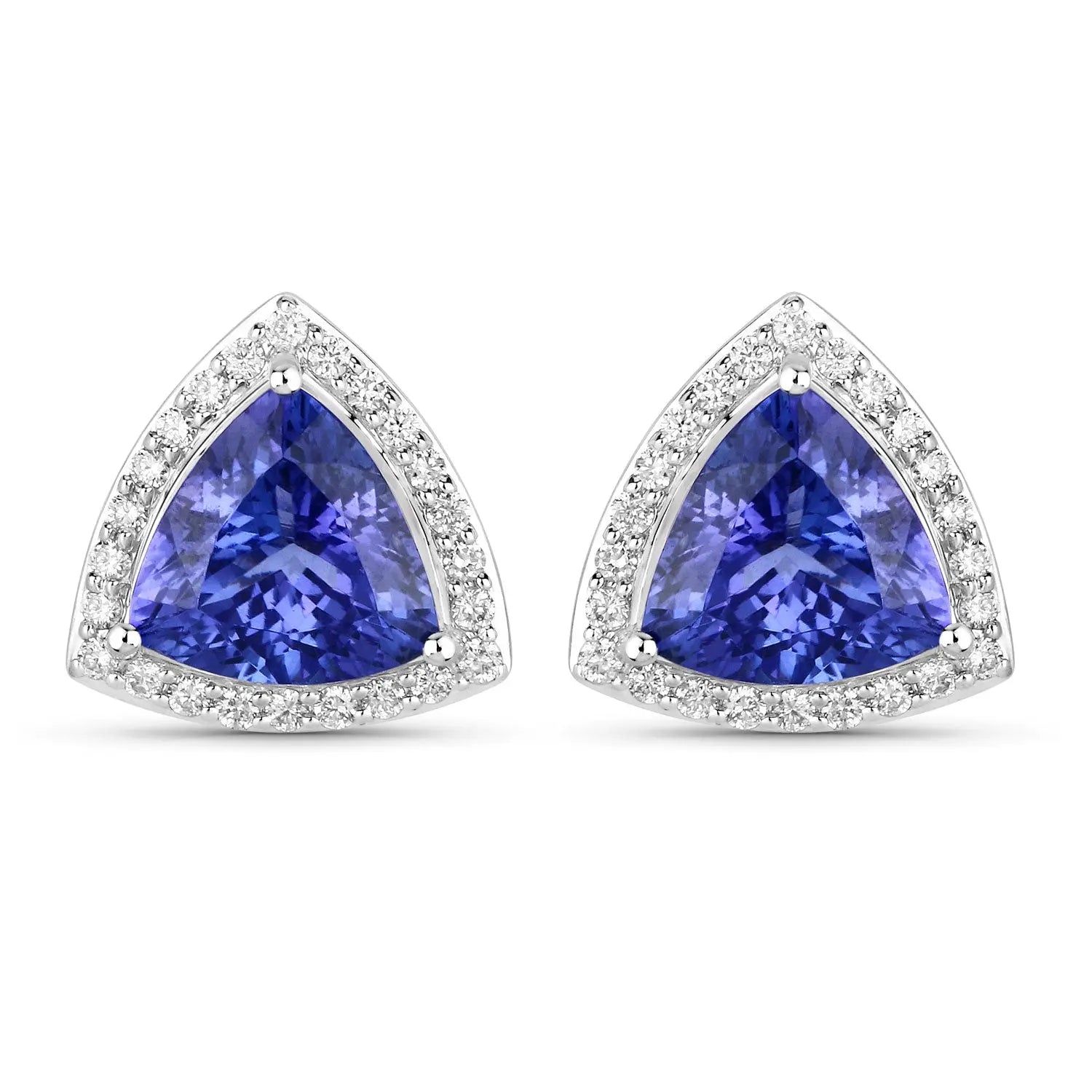 4.62 Carat Genuine Tanzanite and White Diamond 14K White Gold Earrings - GOLDISSEYA