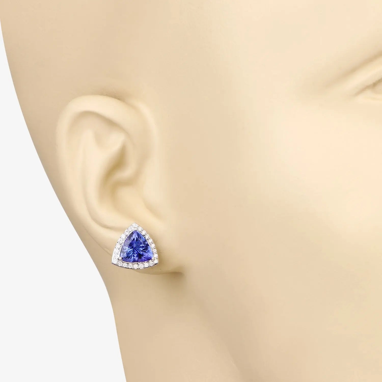 4.62 Carat Genuine Tanzanite and White Diamond 14K White Gold Earrings - GOLDISSEYA