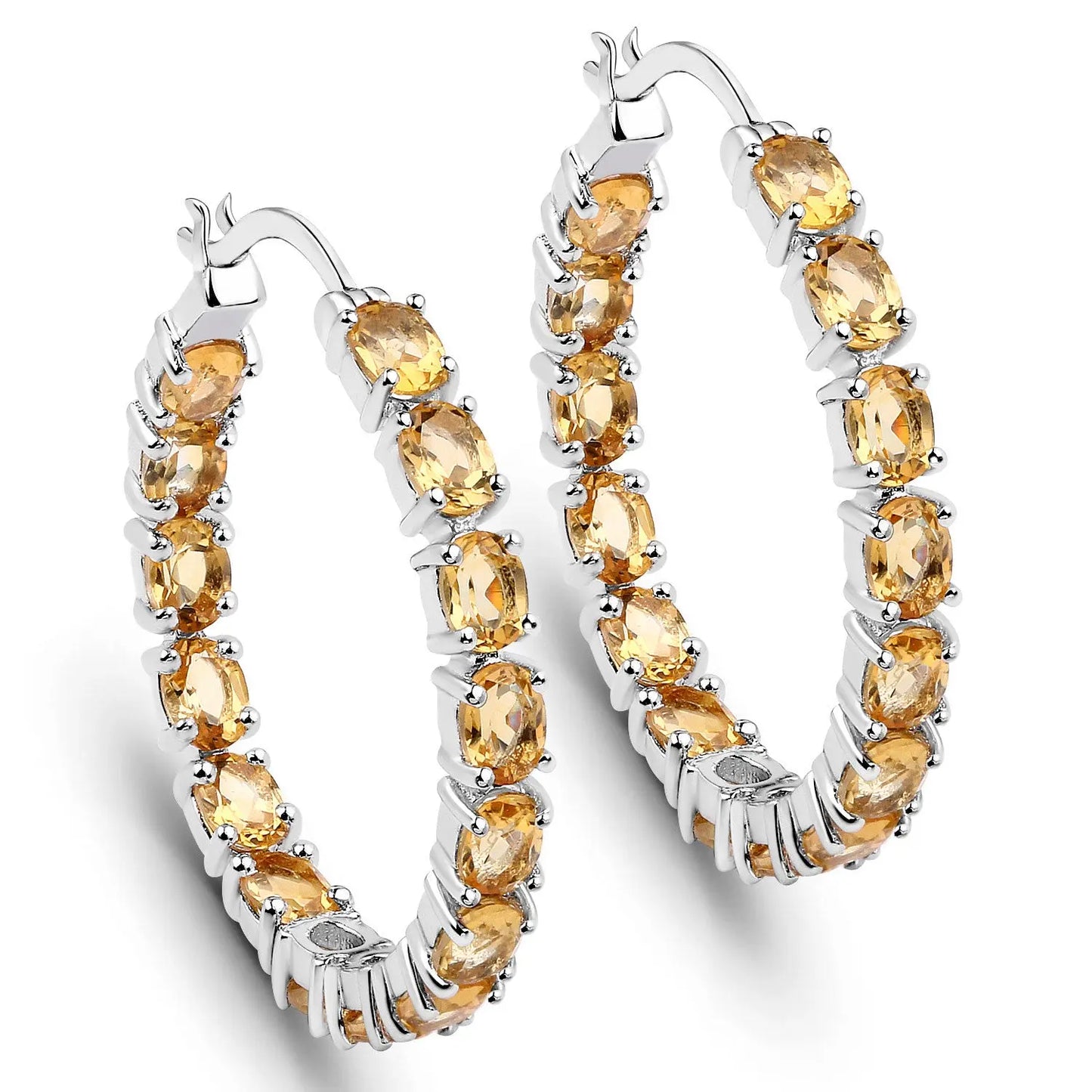 4.80 Carat Genuine Citrine .925 Sterling Silver Earrings - GOLDISSEYA