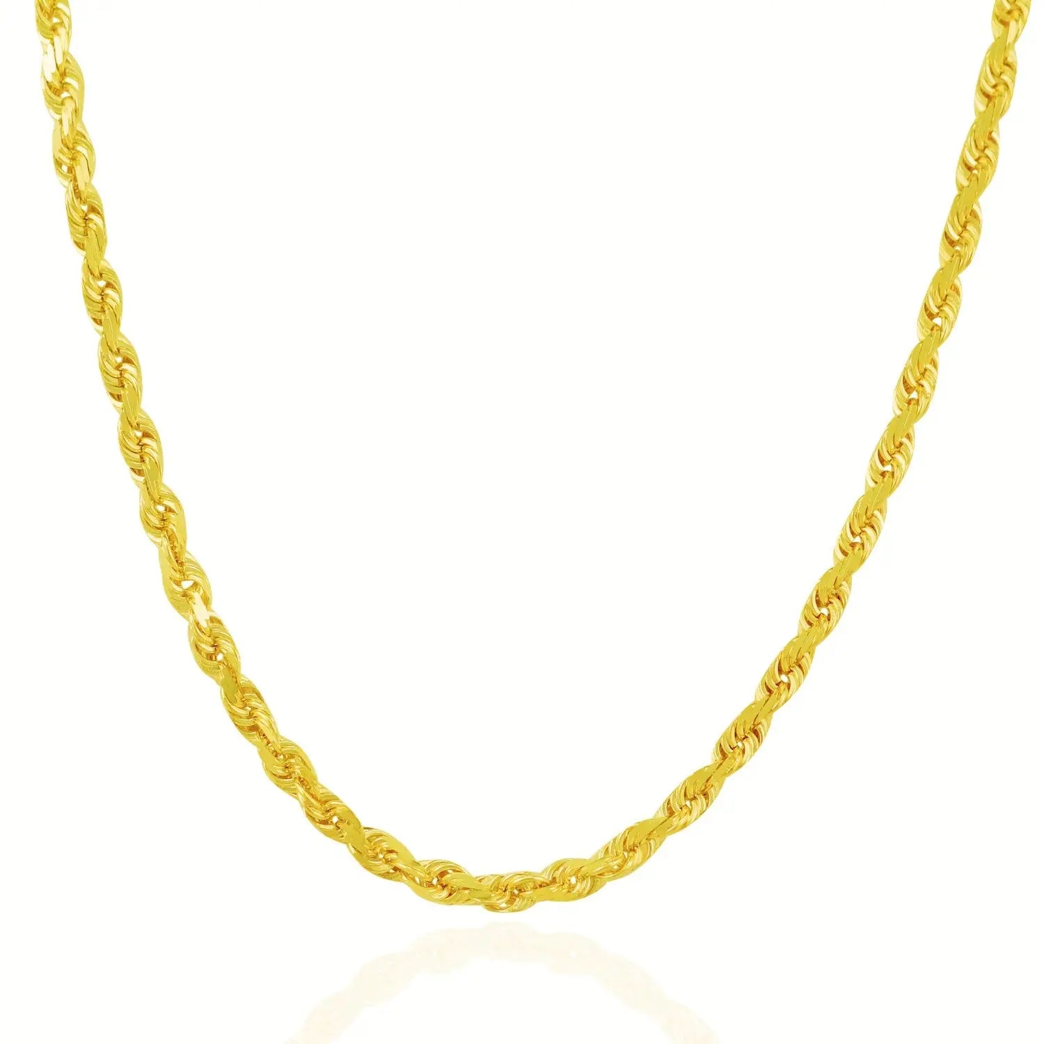 5.0mm 10k Yellow Gold Solid Diamond Cut Rope Chain 