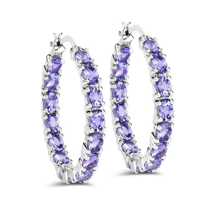 5.10 Carat Genuine Tanzanite .925 Sterling Silver Earrings - GOLDISSEYA